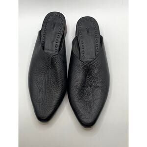 OYSTER Women's Black Leather Almond Toe Slip-On Mule Shoes SZ 36(6)